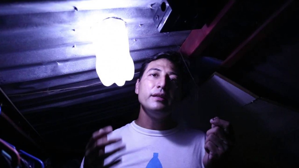 The founder and CEO of A Liter of Light demonstrates the innovation's capacity